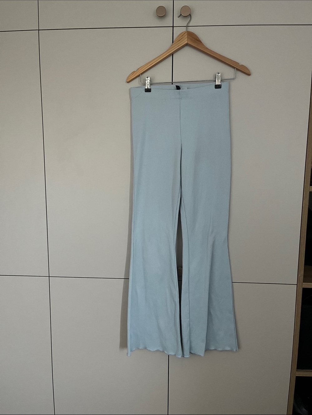 H&M Divided Light Blue Ribbed Flared Pants